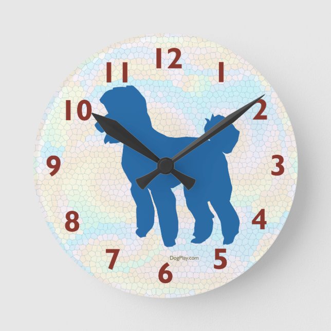Poodle Silhouette Kunst-Uhr Runde Wanduhr (Vorderseite)