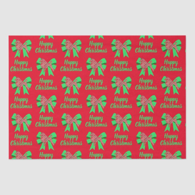 Poodle Silhouette Red Christmas Dog & Green Bow Seidenpapier (Vorderseite)