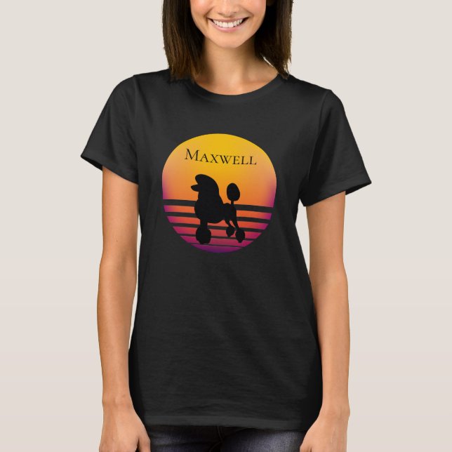 Poodle Silhouette Sunset Colors T-Shirt (Vorderseite)