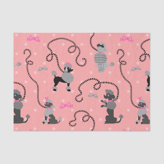 Poodle Skirt Retro Pink and Black 50s Pattern Seidenpapier (Vorderseite)