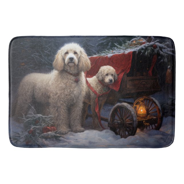 Poodle Snowy Sleigh Weihnachtsdekor Badematte (Vorderseite)