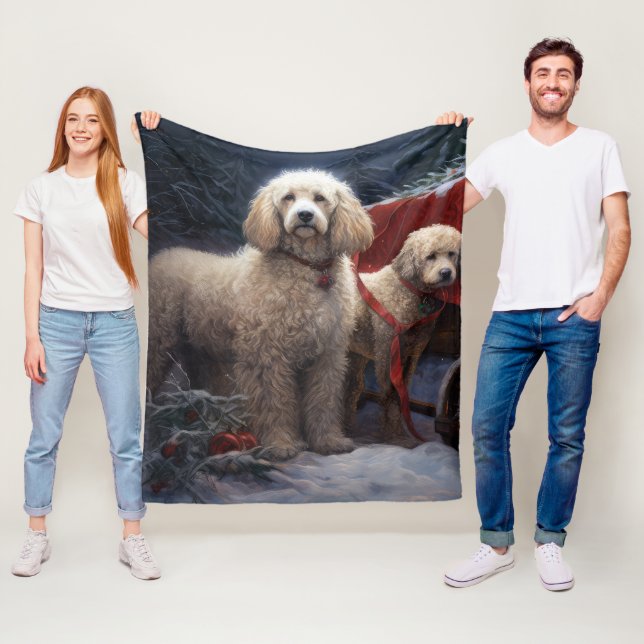 Poodle Snowy Sleigh Weihnachtsdekor Fleecedecke (Beispiel)