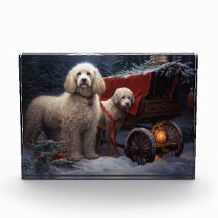 Poodle Snowy Sleigh Weihnachtsdekor Fotoblock