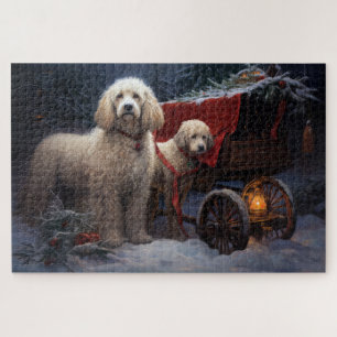 Poodle Snowy Sleigh Weihnachtsdekor Puzzle