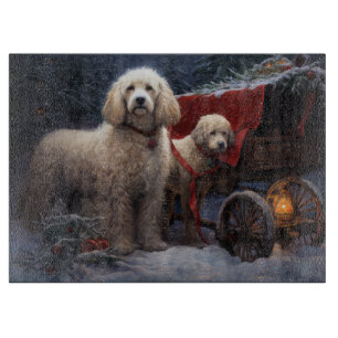 Poodle Snowy Sleigh Weihnachtsdekor Schneidebrett