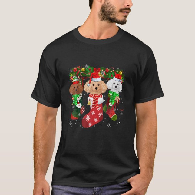 Poodle Socks Weihnachtsfest Familie Pajamas Christ T-Shirt (Vorderseite)