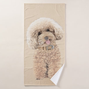 Poodle (Spielzeug, Miniatur) Malerei Original Hund Badhandtuch Set