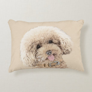 Poodle (Spielzeug, Miniatur) Malerei Original Hund Dekokissen