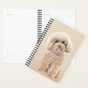 Poodle (Spielzeug, Miniatur) Malerei Original Hund Planer