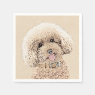 Poodle (Spielzeug, Miniatur) Malerei Original Hund Serviette