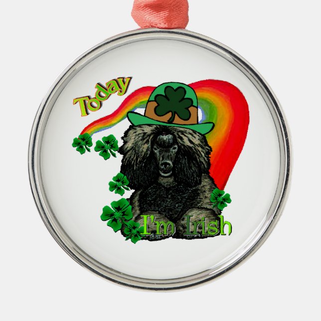 Poodle St Patricks Day Ornament Aus Metall (Vorne)