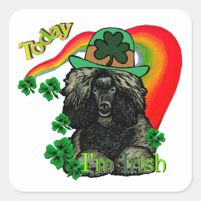 Poodle St Patricks Day Quadratischer Aufkleber (Vorderseite)
