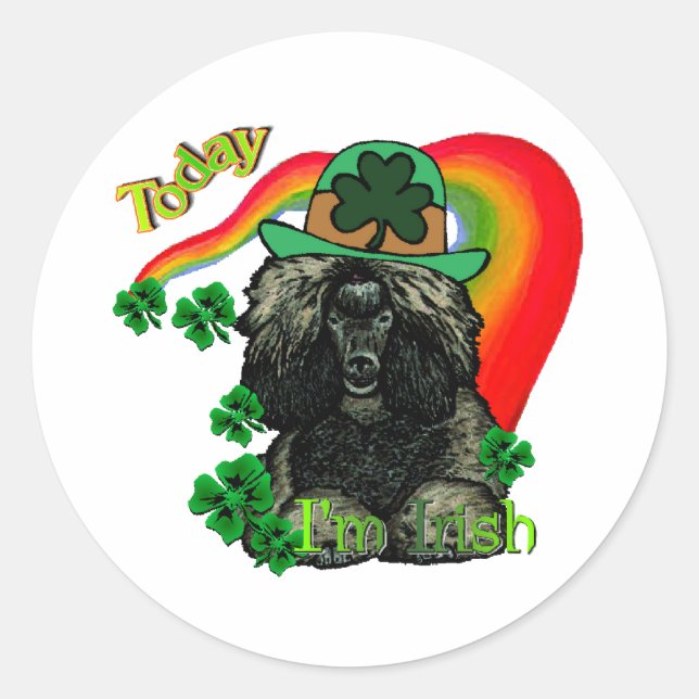 Poodle St Patricks Day Runder Aufkleber (Vorderseite)