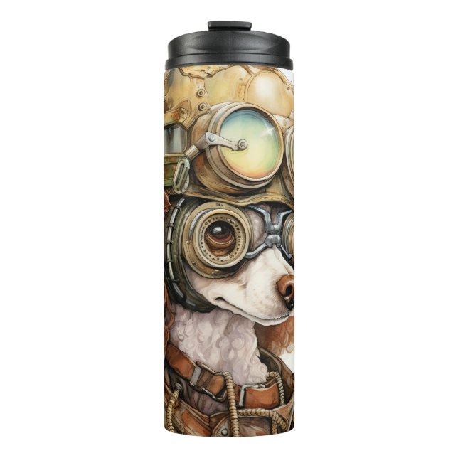 Poodle Steampunk Dog Thermosbecher (Vorderseite)