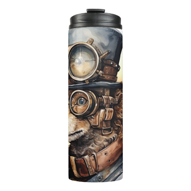 Poodle Steampunk Dog Thermosbecher (Vorderseite)
