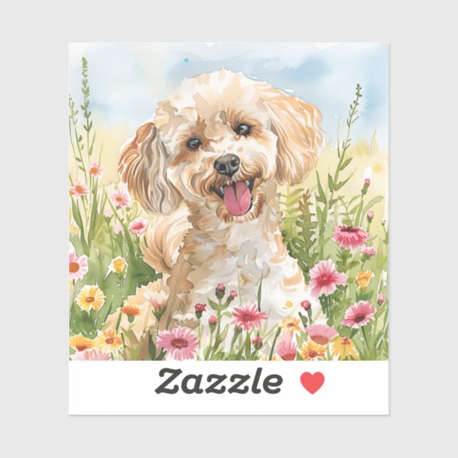 Poodle Sticker – Watercolor Design (Blatt)