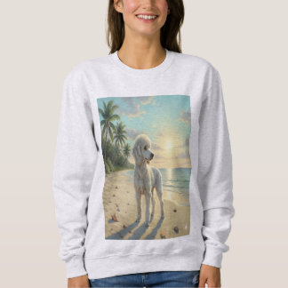 poodle sweatshirt on the beach