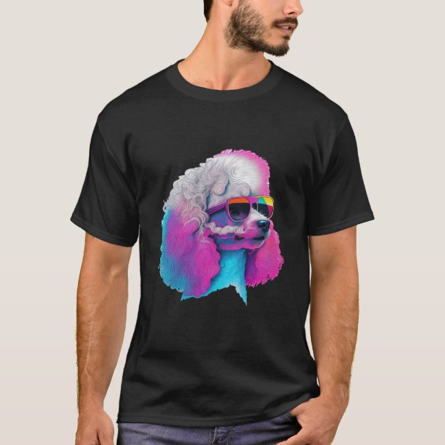 Poodle Synthwave 80er Retrowave Ästhetik 2 T-Shirt (Vorderseite)