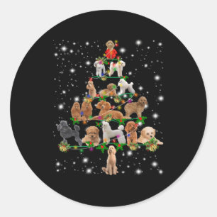 Poodle Tree Decor Ornat Runder Aufkleber