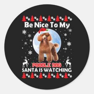 Poodle Uggli Weihnachten schön zu mir Poodle Santa Runder Aufkleber