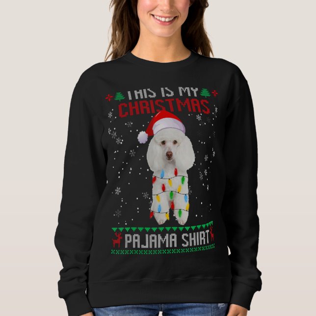 Poodle Ugly Christmas Tree Lights Familie Xmas Hun Sweatshirt (Vorderseite)