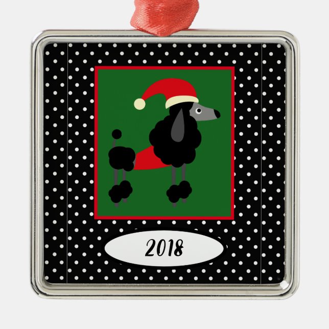 Poodle und Polka Dots Keepake Ornament Aus Metall (Vorne)