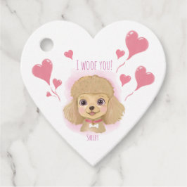 Poodle Valentine Gift Tag with I Woof You Geschenkanhänger