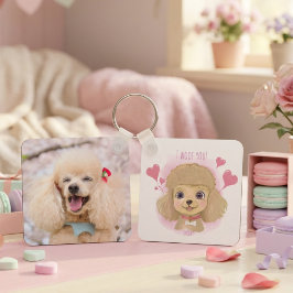 Poodle Valentine Keychain with Custom Name & Photo Schlüsselanhänger