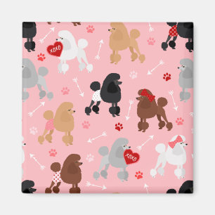 Poodle Valentine Muster Magnet