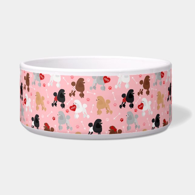 Poodle Valentine Muster Napf (Vorderseite)