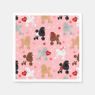 Poodle Valentine Muster Serviette