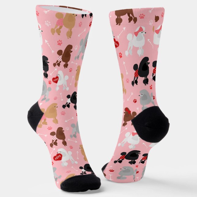 Poodle Valentine Muster Socken (Gewinkelt)