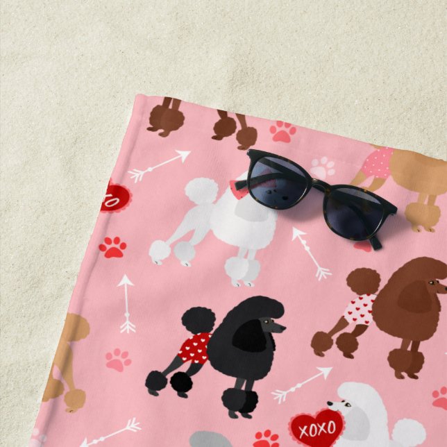 Poodle Valentine Muster Strandtuch (Beispiel)