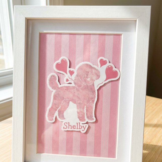 Poodle Valentine Sticker, Pastel Pink, Custom Name Aufkleber (Von Creator hochgeladen)