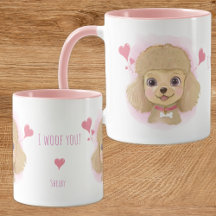 Poodle Valentine Watercolor Mug with Custom Name