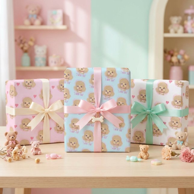 Poodle Valentine Wrapping Paper with Hearts Geschenkpapier Set (Von Creator hochgeladen)