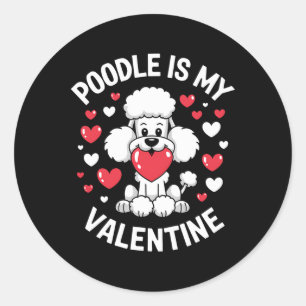 Poodle Valentinstag Süßes Welpen-Liebesdesign Runder Aufkleber