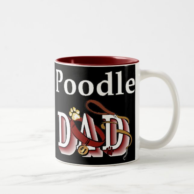Poodle Vater Geschenke Zweifarbige Tasse (Rechts)