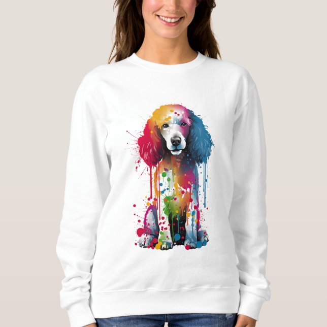Poodle Vibranful und farbenfroh Sweatshirt (Vorderseite)
