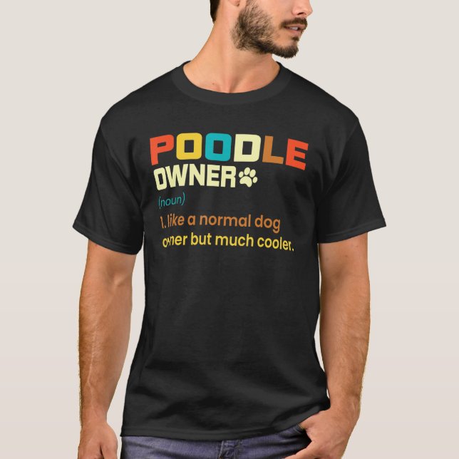 Poodle Vintag Retro Dog Mama Vater T-Shirt (Vorderseite)