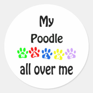 Poodle Walks Design Runder Aufkleber
