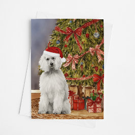 Poodle Wasserfarbe Unter dem Weihnachtsbaum Karte