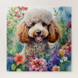 Poodle Watercolor Blume Art Puzzle