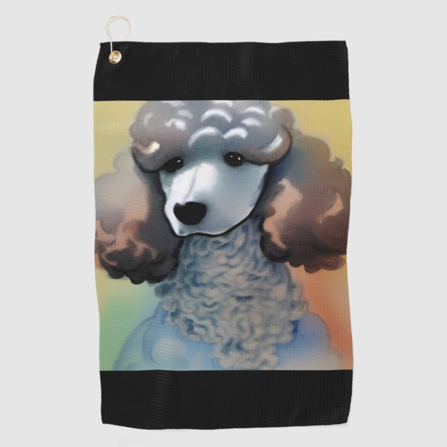 Poodle Watercolor Golf Handtuch (Vorderseite)