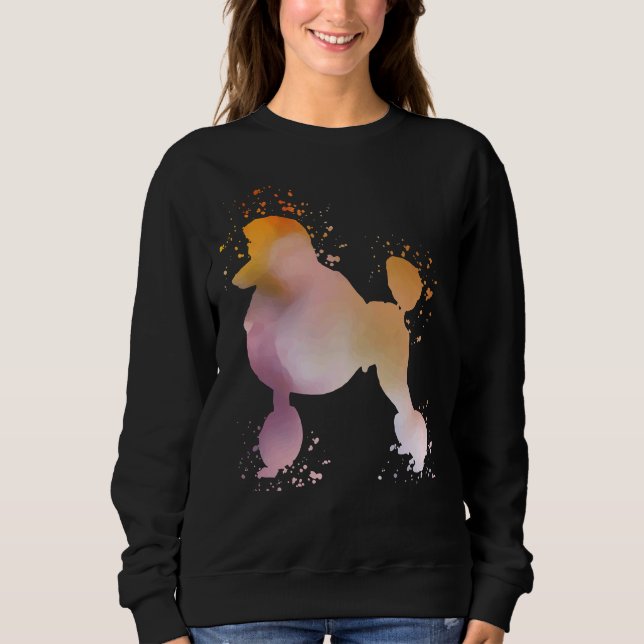 Poodle Watercolor Silhouette Dunkel Sweatshirt (Vorderseite)