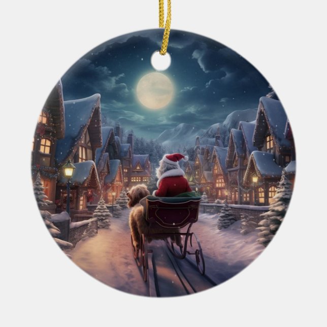 Poodle Weihnachten, Hundeschenk, Hundeschenkgesche Keramik Ornament (Vorne)