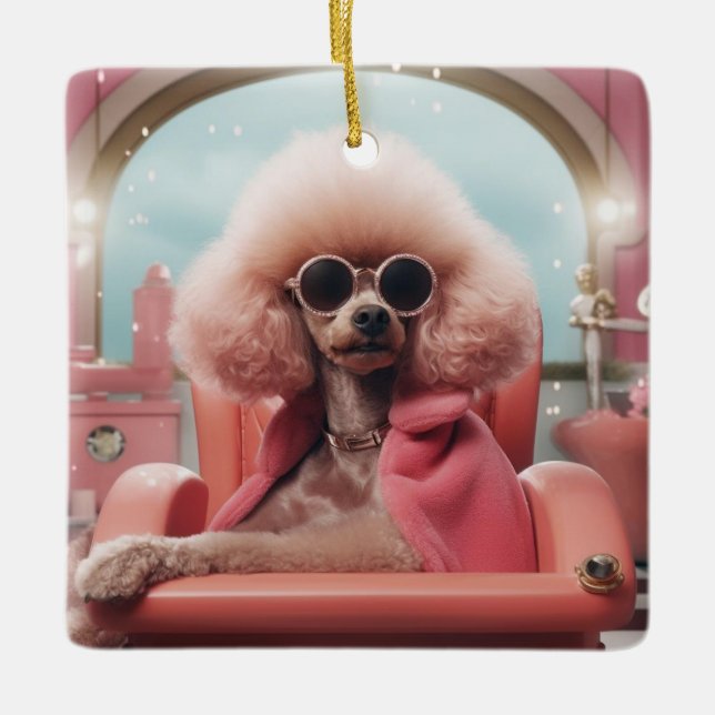 Poodle Weihnachten, Hundeschenk, Hundeschenkgesche Keramikornament (Vorderseite)