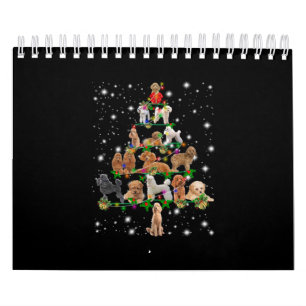 Poodle Weihnachtsbaum abgedeckt durch Blitzlicht Kalender