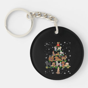 Poodle Weihnachtsbaum bedeckt durch Blitzlicht Schlüsselanhänger