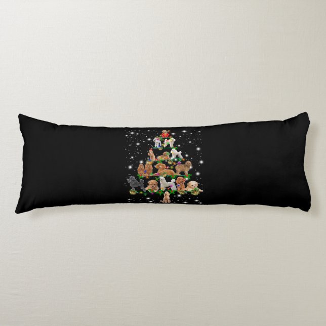 Poodle Weihnachtsbaum bedeckt durch Blitzlicht Seitenschläferkissen (Vorderseite)